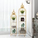 Rustproof Four Layers 32x136cm Metal Flower Stand Birdcage Shape