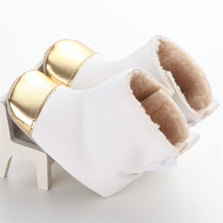 Free sample PU Leather fashion gold 0-2 years anti-slip baby boots