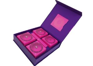 Quality Cake Food Packing Cardboard Material Customized Logo Printing Purple Color Cardboard Box with Magnets Closure wholesale