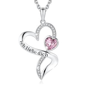 Quality Engraved Sterling Silver Heart Pendant Necklace With Purple Austrian crystal Crystal wholesale
