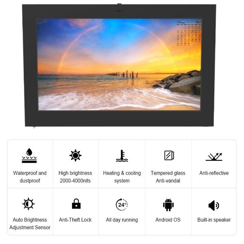 Wall Mounted Outdoor Digital Signage Player Advertising Display Waterproof