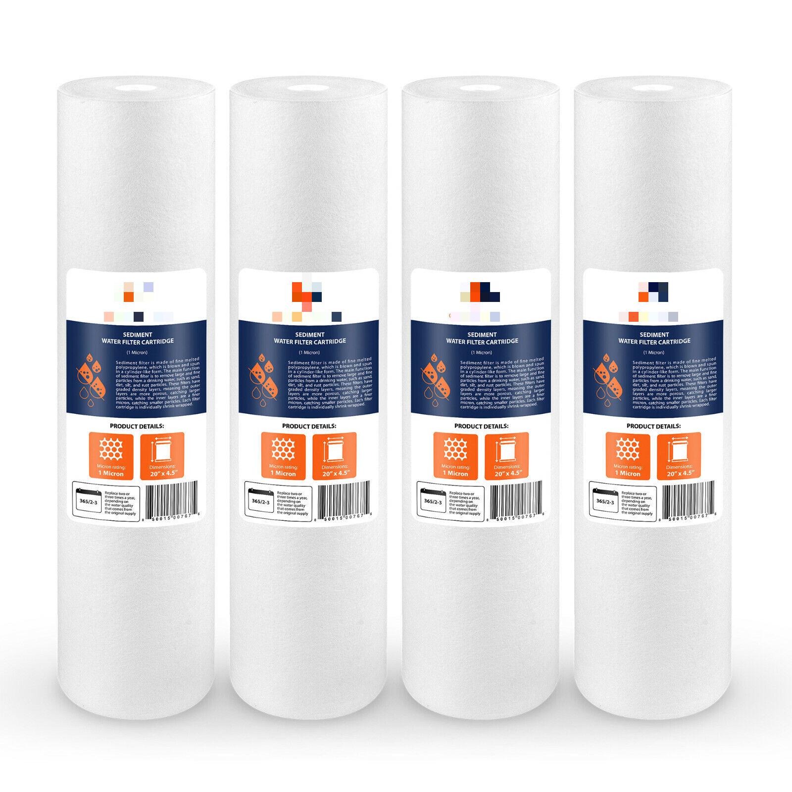 Filtration with 10PK of Big Blue 1 Micron 20" x 4.5" Sediment Water Filter Cartridge