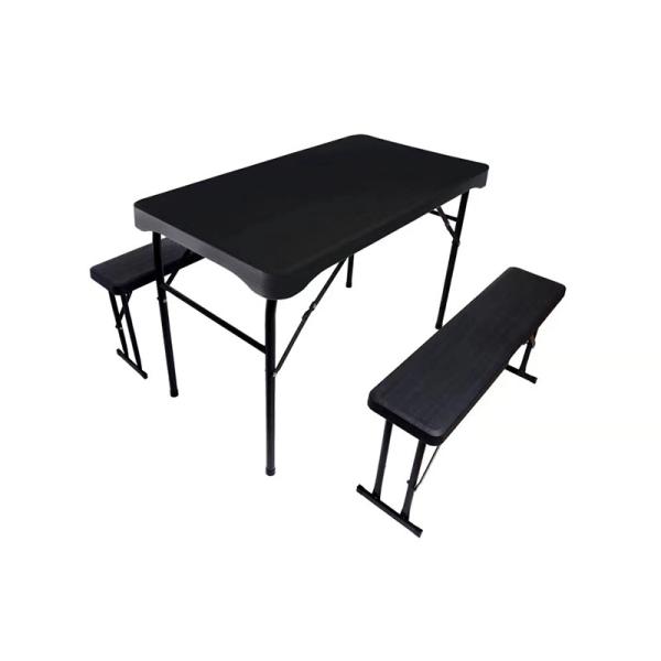 Cheap Small Black Plastic Folding Tables , Wood Grain Outdoor Beer Table With Benches for sale