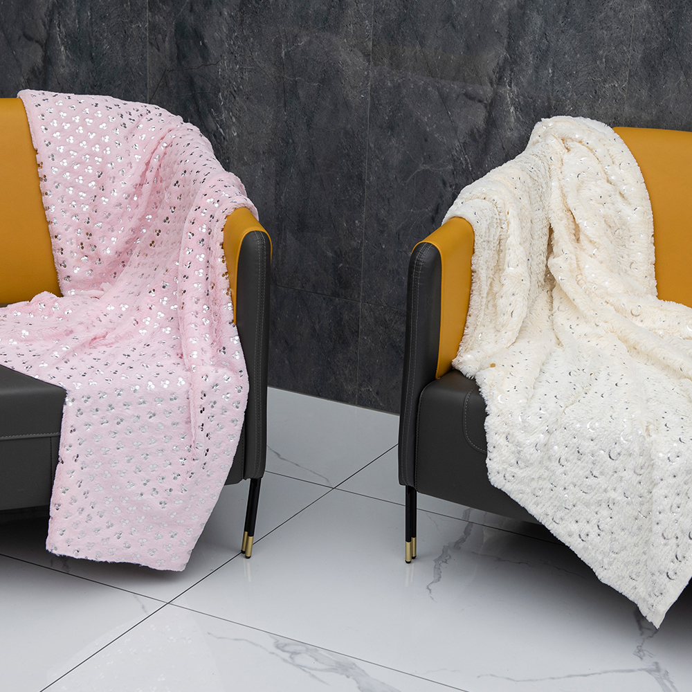 Brushed Pattern Sparkling Sequins Polyester PV Plush Fabric for Soft Toys and Home Textiles 100% Polyester