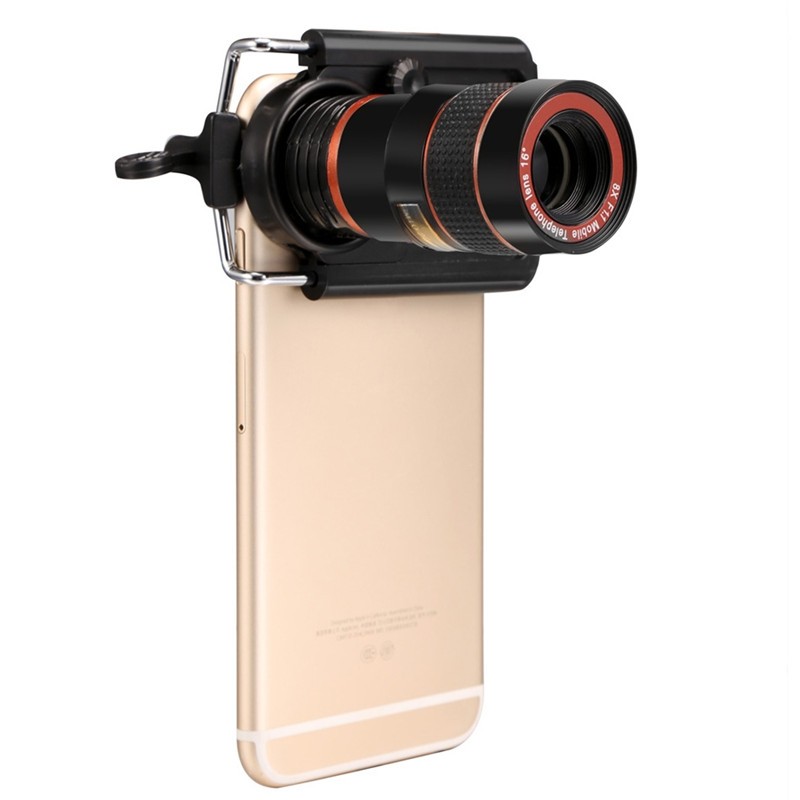 Black Fisheye Macro Wide Angle And Telephoto Phone Lenses 8X Magnification