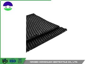 Quality 50KN/M Warp Knitting Polyester Geogrid Grey for Asphalt Wall / Runway wholesale