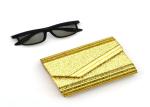 Fashion Ladies Envelope Clutch Bag , Small Size Black And Gold Clutch Bag