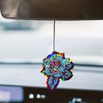 MHC 3d Unique Resin Coasters Rose Flower Coasters Gold Holographic Silicone