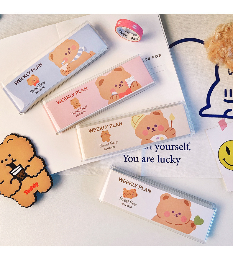 Cartoon Bear Week Plan Lovely Portable Mini Pocket Book Korean Ins Style Student Notepad