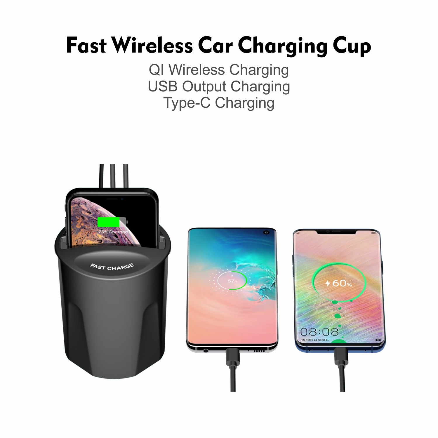 DC 12V/2A Fast Charge Car Use Wireless Charging Pad with Package Contents