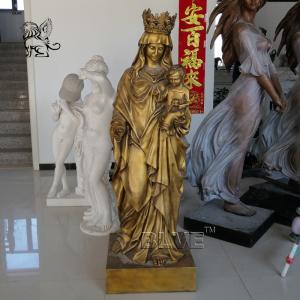 Quality BLVE Mother Mary Bronze Sculpture Christ Jesus Mary Brass Statue Catholic Religious Metal Life Size Church wholesale