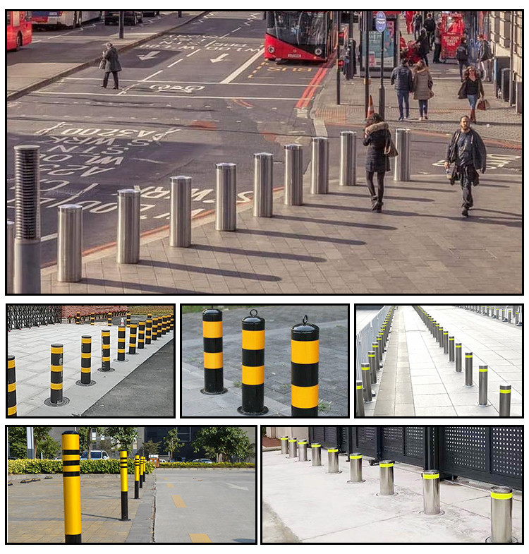 1020 Mm Yellow Steel Bollards IP68 GL GD Fixed Bollards Surface Mounted
