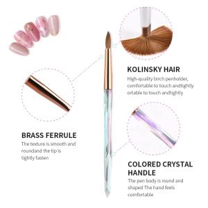Quality Kolinsky Hair Manicure Nail Brush Bling Acrylic Marble Handle Oval wholesale