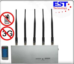 Quality Stainless Steel Silver Cell Phone Signal Jammer Remote Control For Police And Command Center wholesale