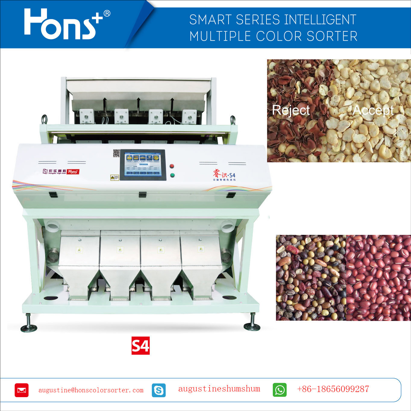 Triple Chutes Full Color RGB Camera Color Sorter beans Color Separate Machine