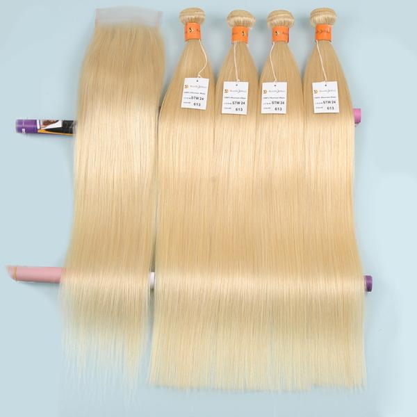 Custom Tangle Free Blond Full Lace Human Hair Wigs 100% Remy Virgin Hair Fringe