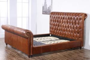 Quality Real Cowhide Tufted Headboard Genuine Leather Bed 165cm Length wholesale