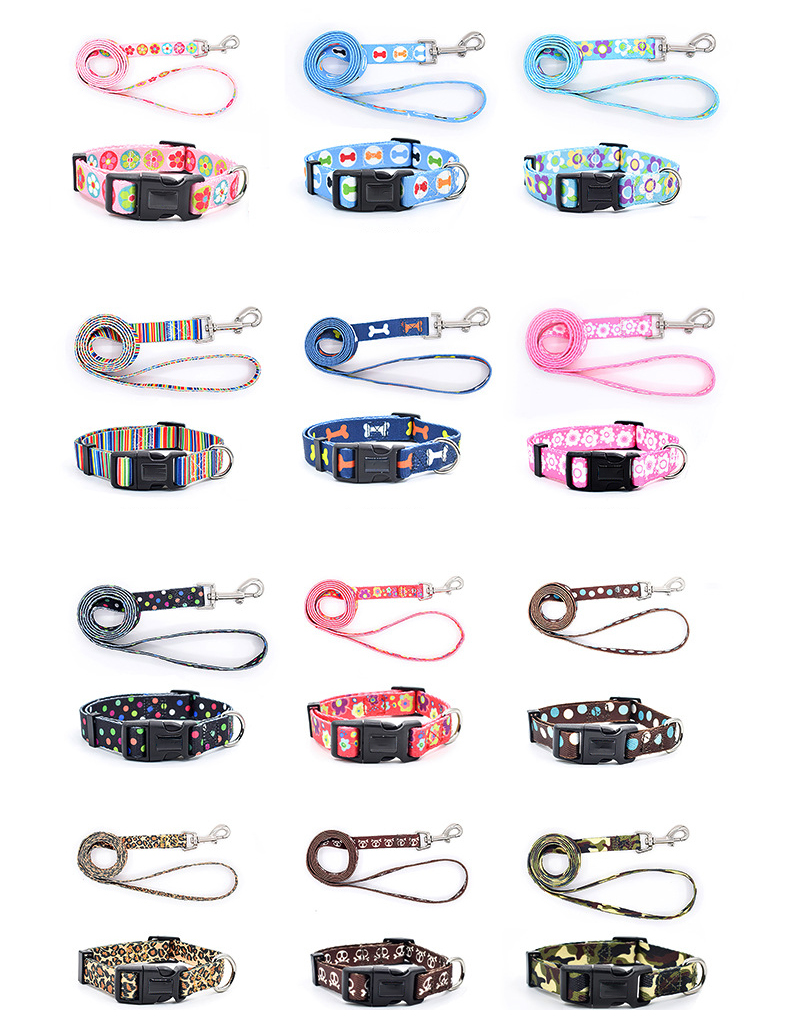Custom Leather Dog Collars And Leashes Set Striped Harness Collar Leash Set