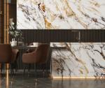 Hermes Gold Rimmed White Colour Marble Slab Tile Building Decoration