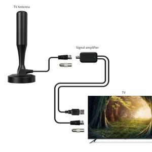 Quality IEC/F Male Connector ABS Indoor Black Digital TV Antenna for Clear Digital Signals wholesale