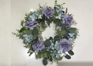 Quality Artificial 55cm Purple Rose Hydrangea Flower Wreath wholesale
