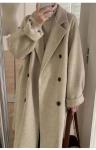 Fall and Winter Woman′s Coats Ladies Jackets Woolen Solid Turn Down Collar Long