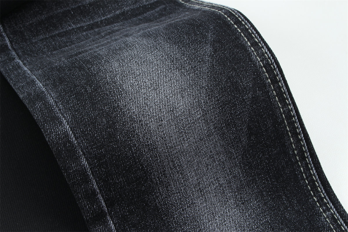 Black Black Cotton Polyester Rayon Spandex Denim Fabric For Jeans
