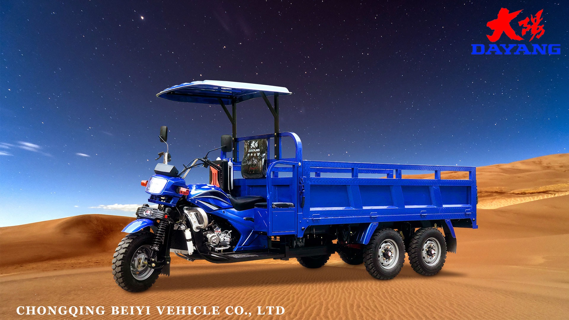 5.00-12/5.00-12 Tyre DAYANG 300cc Double Rear Axle Motorized Tricycle for Heavy Loads
