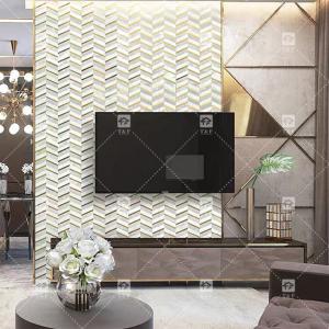 Quality Carrara Marble Mixed Brass Herringbone Mosaic Tile 300x300mm Anti - Slip wholesale