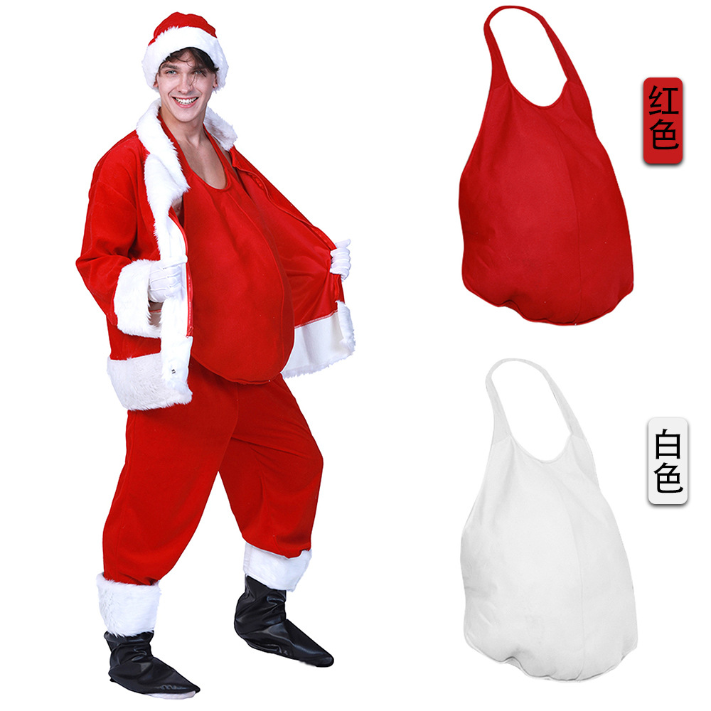 Padded Tummy Santa Claus Costume Anime Person Funny Cosplay Suit for Christmas Party
