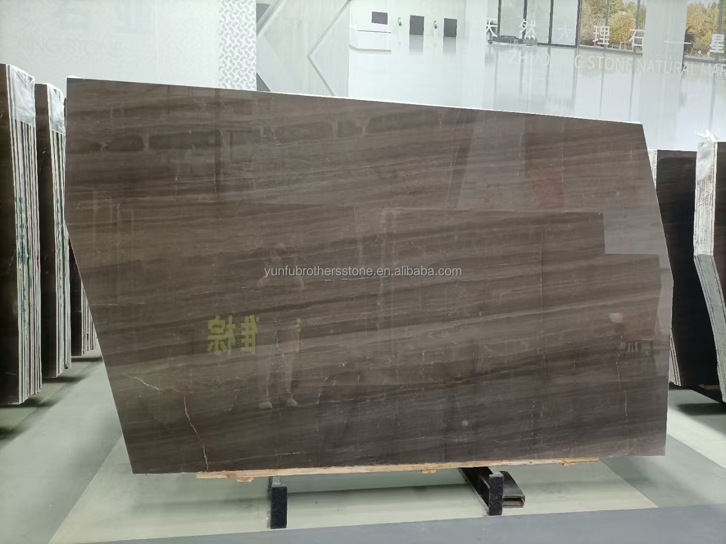 Hotel Interior Decoration 45 Degree Grey Marble Big Slab and Italian Glazed Materials