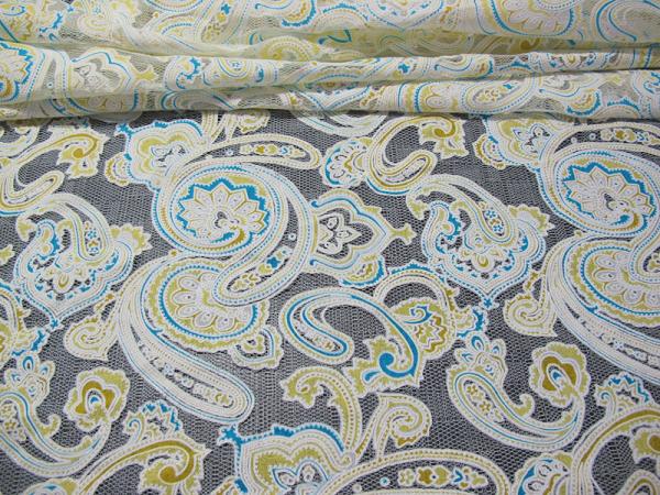 Colored Printed Polyester Lace Fabric Cotton Mesh Burnout Lace of Eco-dyeing
