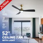 52-Inch Modern LED Ceiling Fan with DC Motor, Black ABS Blades