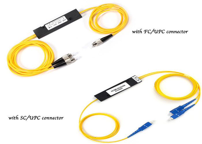 Low Loss Fiber Optic Splitter 1X2 FTTH with FC UPC Corning Fiber Connectors