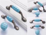 Blue Heart Ceramic Drawer Pulls Colorful Porcelain Furniture Handles Anti Brass
