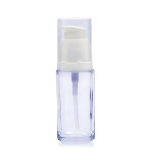 Quality Round 35ml Liquid Foundation Bottles Clear Glass Pump Bottles wholesale