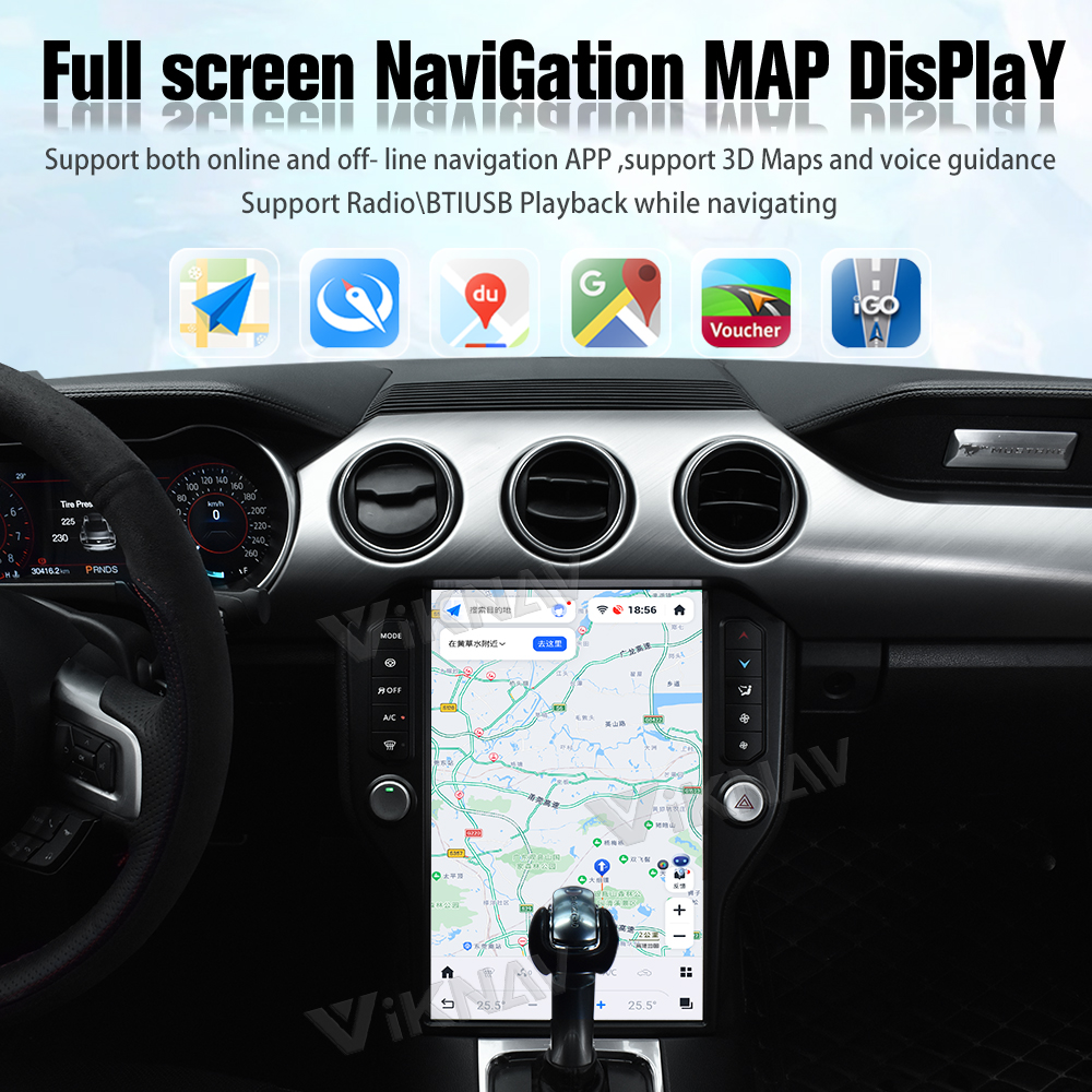 Viknav Car Radio For Ford Mustang (2015-2022) 14.4 inch Upgrade CarPlay Screen Android 13 Auto Head Unit GPS Navigation