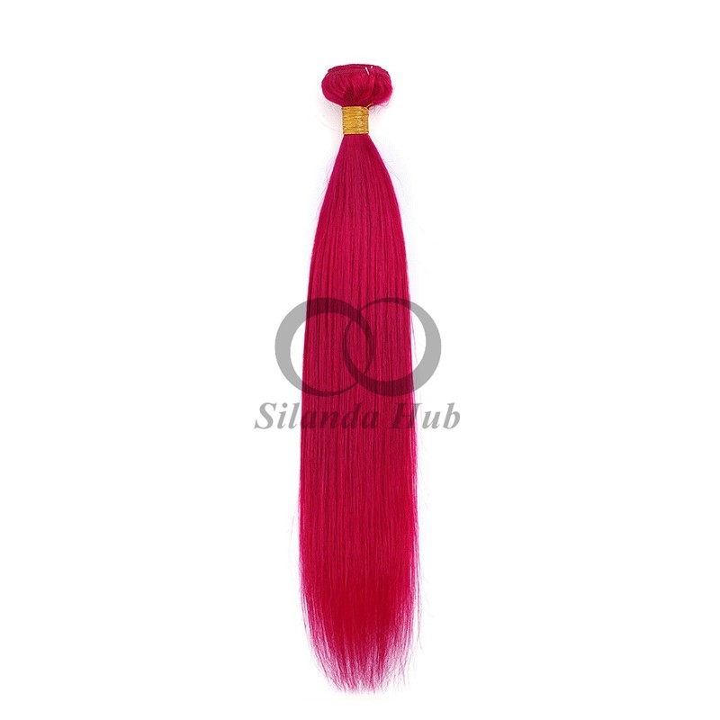 Rose Red Straight Remy Human Hair Bundles Sew In Weave Bundles Brazilian Bundle Deals