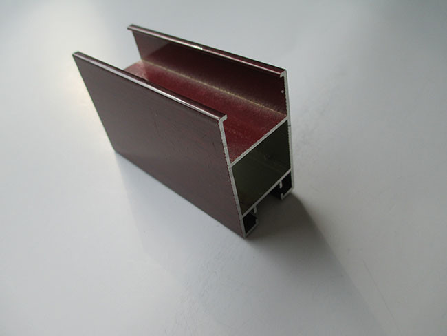 Red Rosewood Transfer Aluminium Profile System , Aluminium Sliding Door Profiles ISO Proved