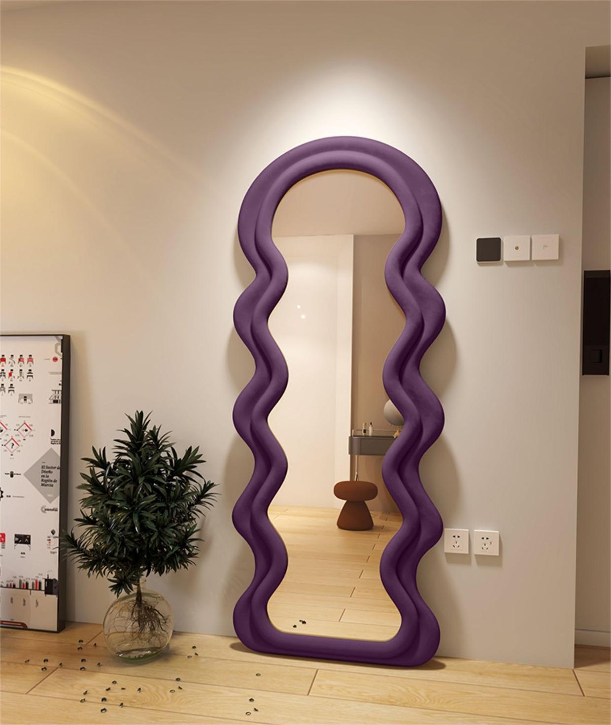 Vertical Large Wavy Floor Length Mirror Full Length 70 Inch