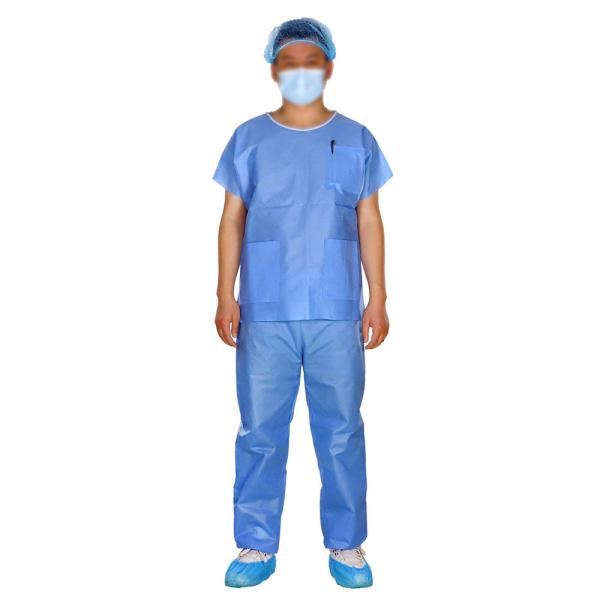 Single Use Spunbond Hospital Surgical Scrubs Unisex Disposable Patient Gown Suit