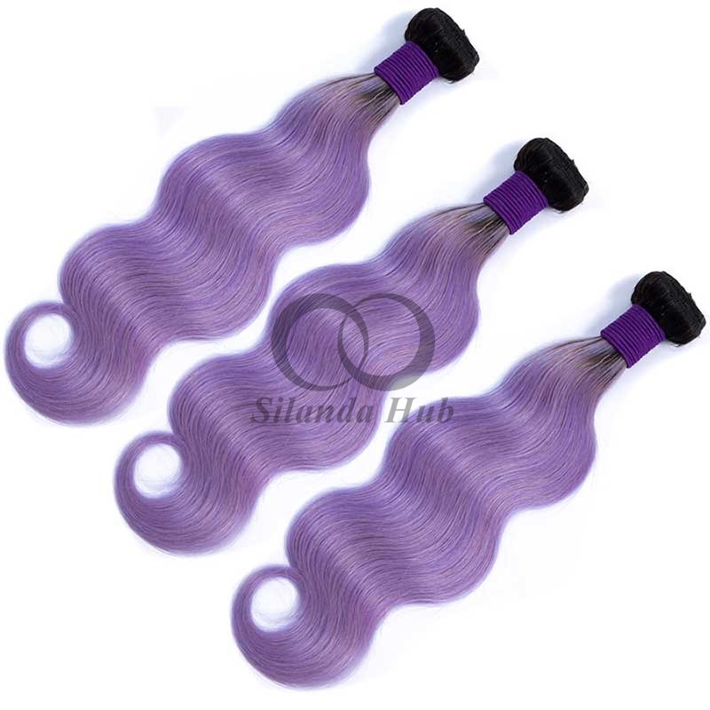 #T1B/Purple Body Wave Remy Human Hair Bundles Sew In Weave Bundles Brazilian Bundle Deals