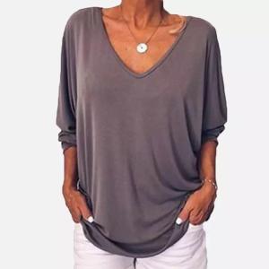 Quality L XL XXL Bottoming Shirt ODM V Neck Dark Color Sexy Fall Ladies Stylish Tops wholesale