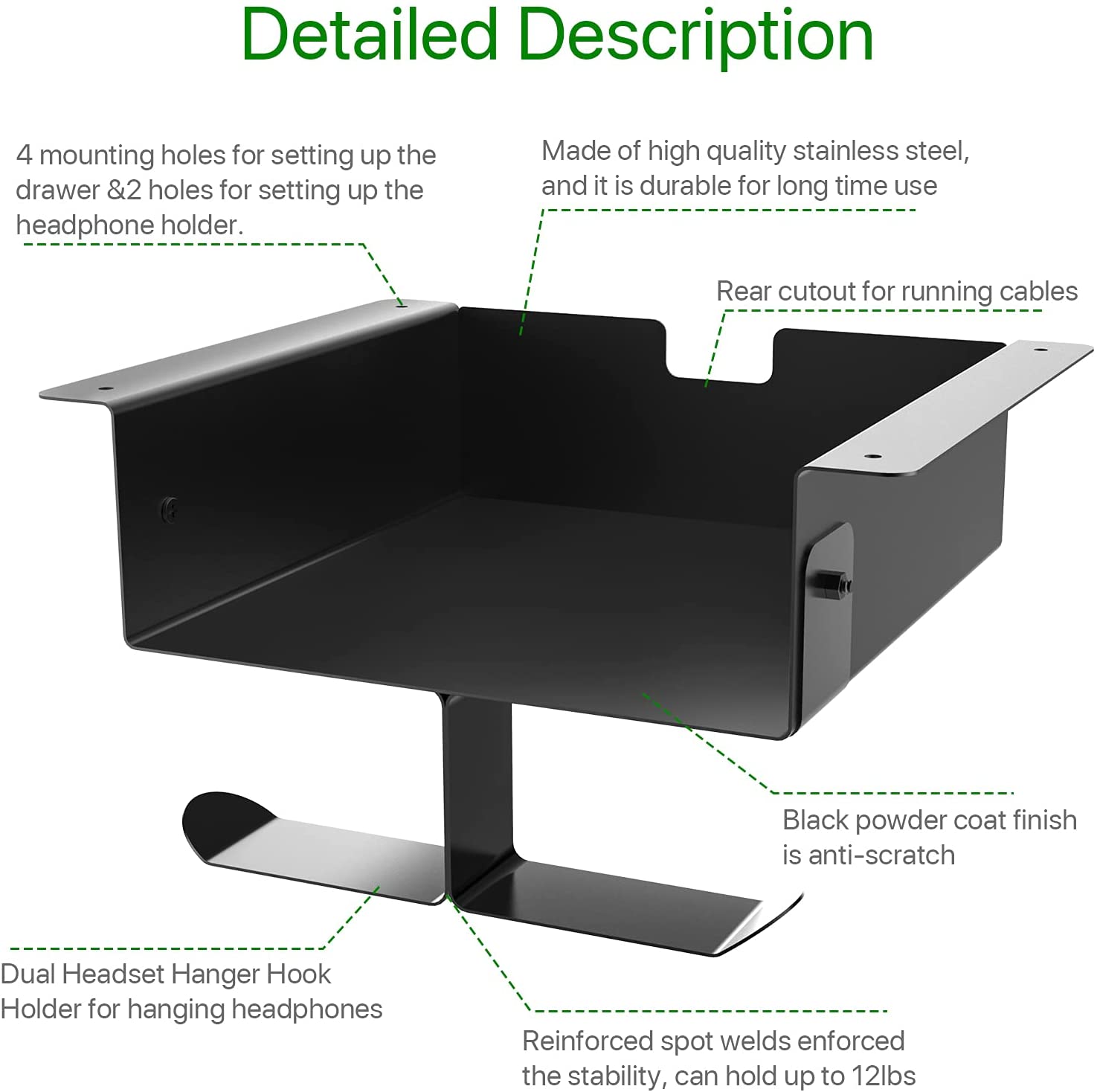 Suspended CPU Holder Mounting Under Desk Computer Case Fixing Metal Bracket Cabinet Pc Mount
