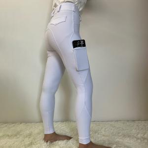 Quality White Arrow Girls Horse Riding Pants Tights Kids Equestrian With Pockets wholesale
