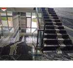 Calcite Marble Modern Staircase Design with Luxury Brazilian Cosmic Black