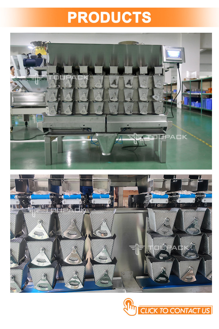 8 Heads 3 Layers Combination Multihead Weigher Packaging Machine For Chicken Nuggets