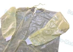 Quality Ultrasonic Sewing Yellow Isolation Gowns , Isolation Waterproof Disposable Lab Gown wholesale