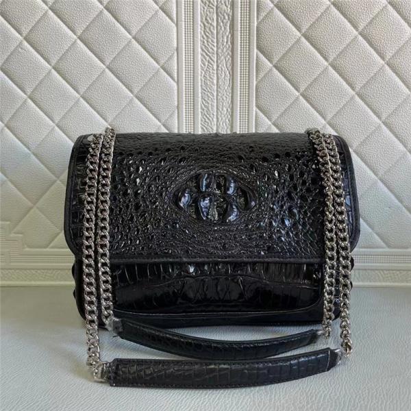 Authentic Crocodile Skin Women Flap Purse Genuine Alligator Leather Lady Chain