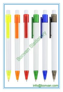 Quality white body plastic ball pen, white promotional pen wholesale